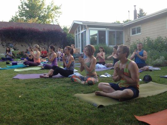 Summer solstice workshop in the backyard yoga studio