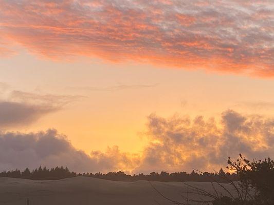 This is a sunset view from the deck of the condo.