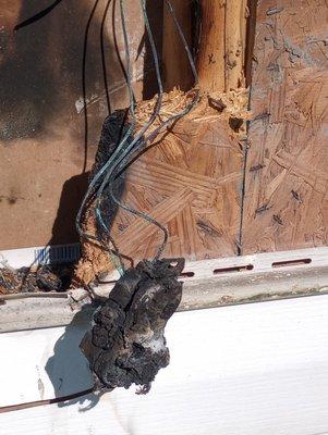 Wiring burned inside walls. When breakers trip have an electrician find the problem before entergizing the circuit