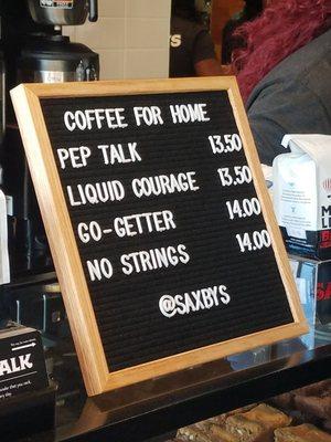 Saxbys at Bowie State menu board.