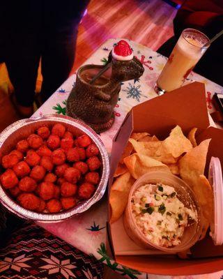 Crab Rangoon dip and Sweet Tater Tots