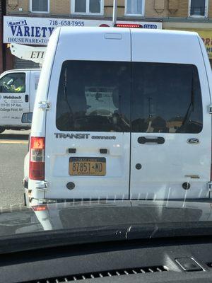 License plate of van that parked illegally