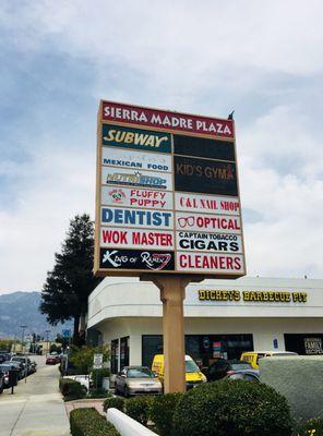 Plaza sign as seen from the corner of Colorado & Sierra Madre.