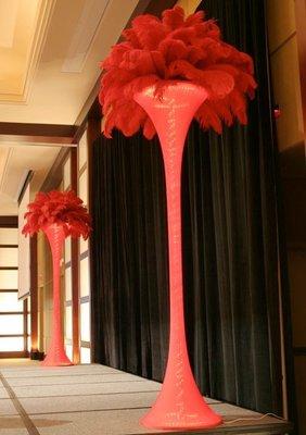 Ostrich Feather Centerpieces - Floor Towers - 8-10 ft tall, by DesignerCenterpieces.com