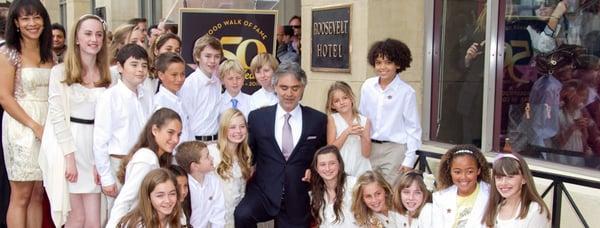 Adderley kids sing with Andrea Bocelli as he gets his STAR on Hollywood Blvd!