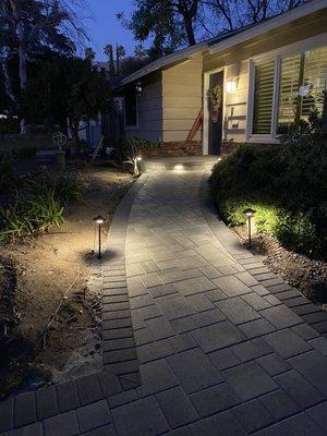 New pathway and door stoop - with new lights!!