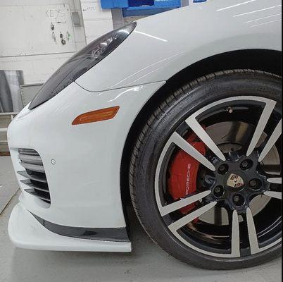 A #white #panameragts #porsche We did final a polish on. #detailing #gts #panamera #waxing #buffing #ceramiccoating #wheels #calipers #rareb