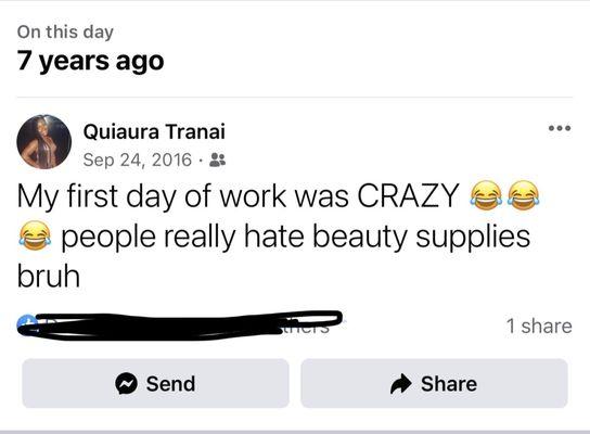 My post immediately after my first day at this beauty supply.