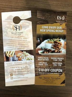 Ready to try the new Spring menu at Social House Kitchen & Tap in Ashburn!? Check your front door for a $10 coupon!!