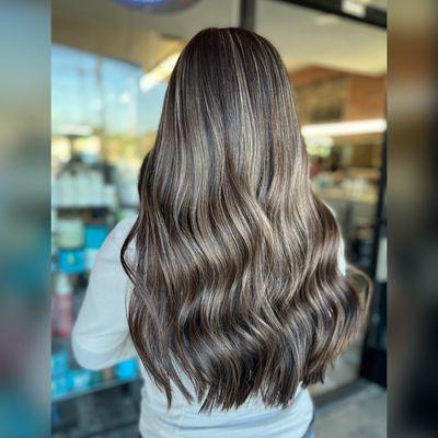 Natural base with cool toned balayage