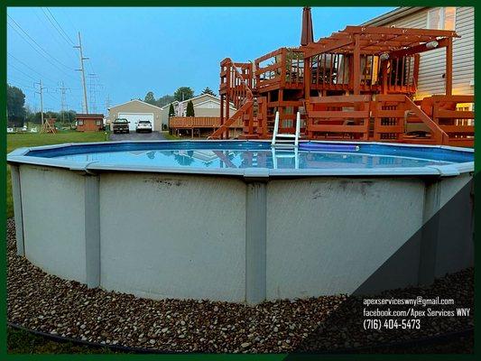 River stone installation Around the pool