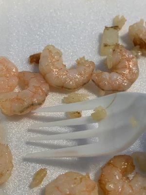 Shrimp fried rice wit poop strip still attached