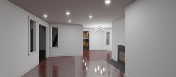 View From Living Room Looking into Dining Room and Kitchen.