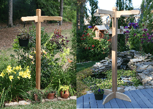 8' tall patio hanging posts for your favorite hanging plants and or birdfeeders.