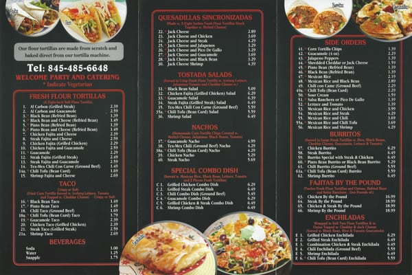 Fresco Tortillas Menu - Inside (2016)