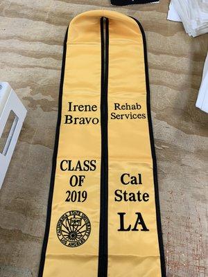 Custom graduation stole.