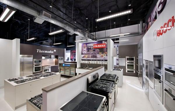 Some of the appliance brands we display in our Doral Showroom. Thermador, Bosch, Smeg, Uline, Franke Sinks, Alfresco Grills and many more.