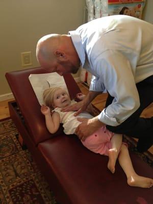 Kate at the chiropractor, she loves coming in!