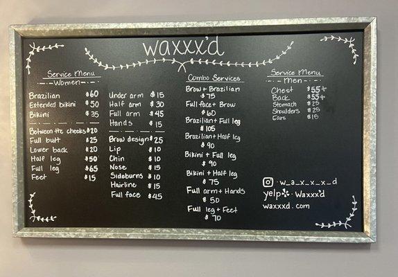 Menu of Services