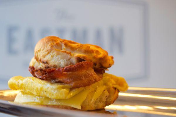 Housemade biscuit with cage-free egg and nitrate-free bacon.