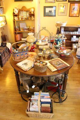 Children's books, vintage toys, oil lamps, and more.