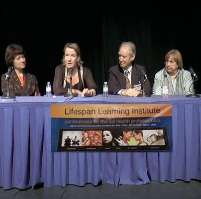 Panel of presenters (L to R: Darcia Narvaez, Jennifer McIntosh, Sir Richard Bowlby, Margaret Wilkinson) at 2014 IPNB conference