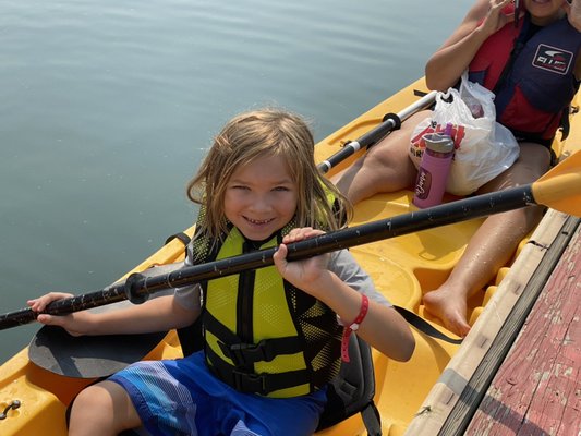 He's 5 years old and loves kayaking!!!