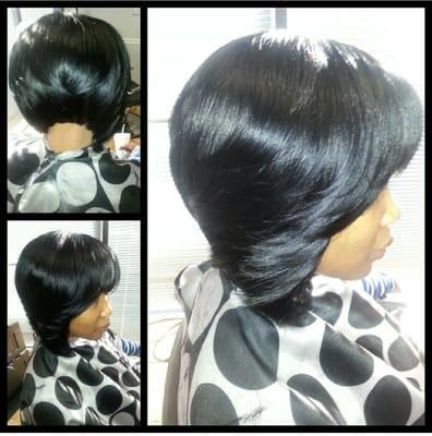 Sew-in with bob cut come see us at @ Tre'vaNicole Hair Salon