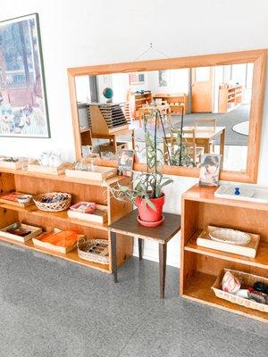 Beautiful, clean, and organized Montessori classrooms.