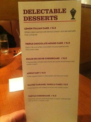 Dessert Menu