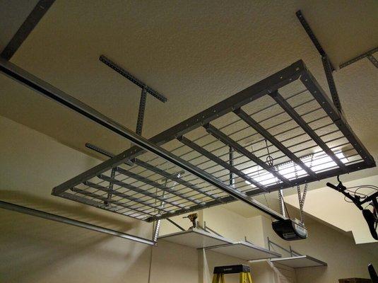 4x8 overhead rack; 750 lb. capacity.