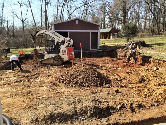 Parking retaining wall construction