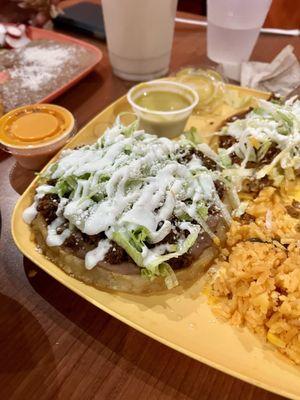 Sopes.  Just a corn masa boat all filled with love.