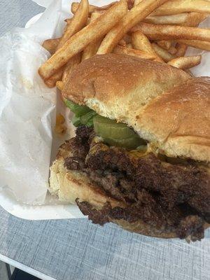 Double cheeseburger and fries