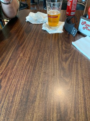 An empty table. No service no food had to get our own drinks.