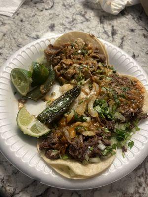 Tripa y cabeza tacos