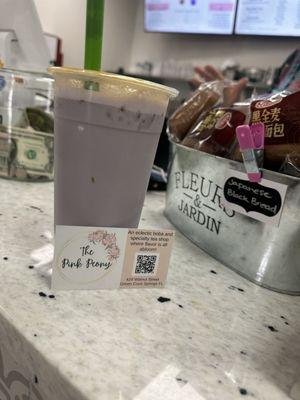 Taro milk tea with classic tapioca boba