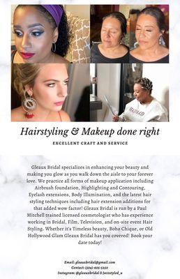 Gleaux Bridal Professional on-site hair&makeup services