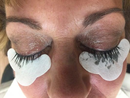 During a lash tint