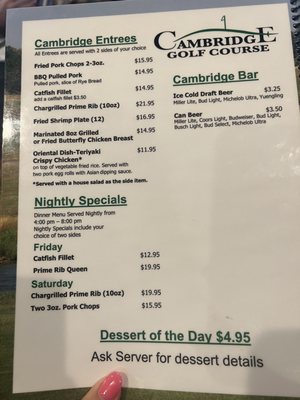 Menu as of 7-26-22 -- usually only available on weekends