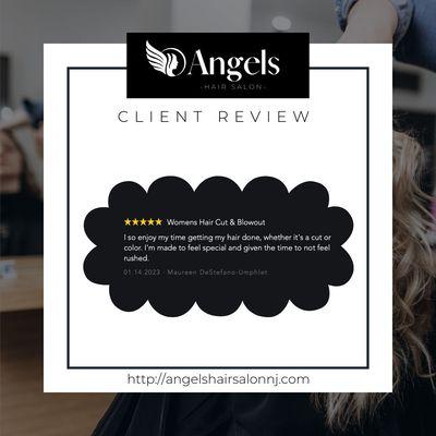 See what our satisfied clients have to say about us on our website - check out our reviews now! 
 
 https://angelshair.glossgenius.com/about