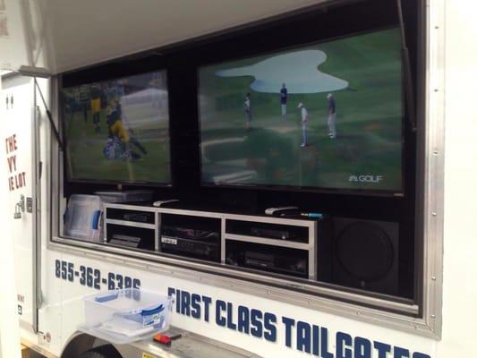 Three HD TVs total for your tailgate viewing pleasure