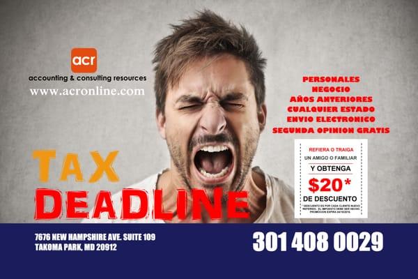 Don't miss tax deadlines and file on time this year with us.