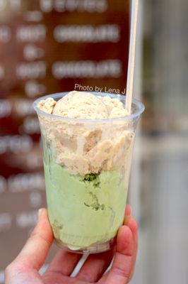 Carrot cake ice cream and matcha white chocolate bit ice cream ($6 one size cup)