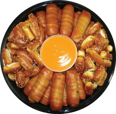 Combo Tray - 14 pretzel dogs + Rivets and 2 dipping sauces