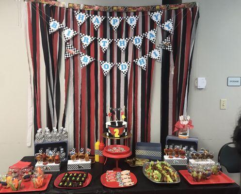 Our birthday party set up at the WildCat Fun zone