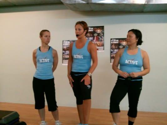 Judy, Alison and Monica preparing to team teach Group Active