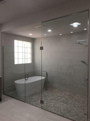 Custom 3/8" shower glass designed around the customers needs