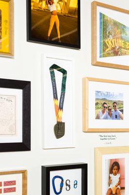 A framed medal.