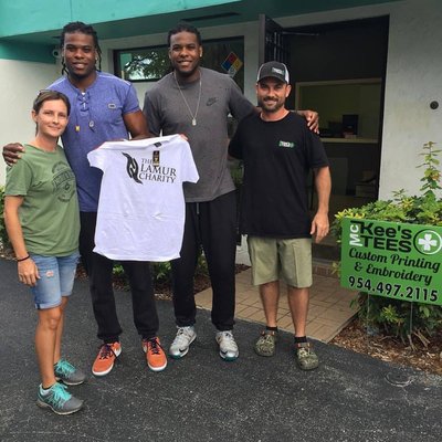 It's not everyday that we get a couple NFL stars in the shop. Check out the Lamur Charity!